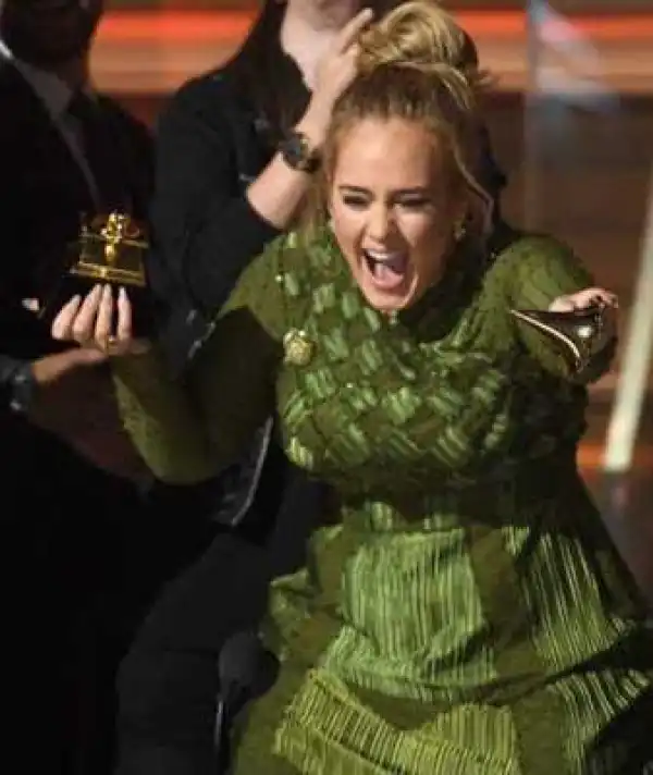 Wow! Adele Broke Her Grammy To Give Beyoncé The Other Half (Photos)